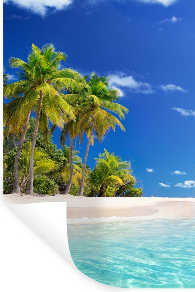MuchoWow Wandtattoo Wandsticker Wandaufkleber Strand - Meer - Palme - Sonne - Sommer 40x60 cm Selbstklebend und Repositionierbar - Wierderverwend...