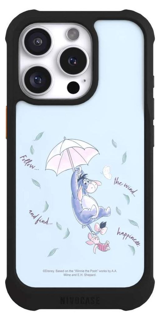 NIVOCASE Hülle für Apple iPhone 16 Pro Stoßfeste Handyhülle NIVOmax Case Schwarz Disney Offizielles Lizenzprodukt Winnie Puuh I-Aah
