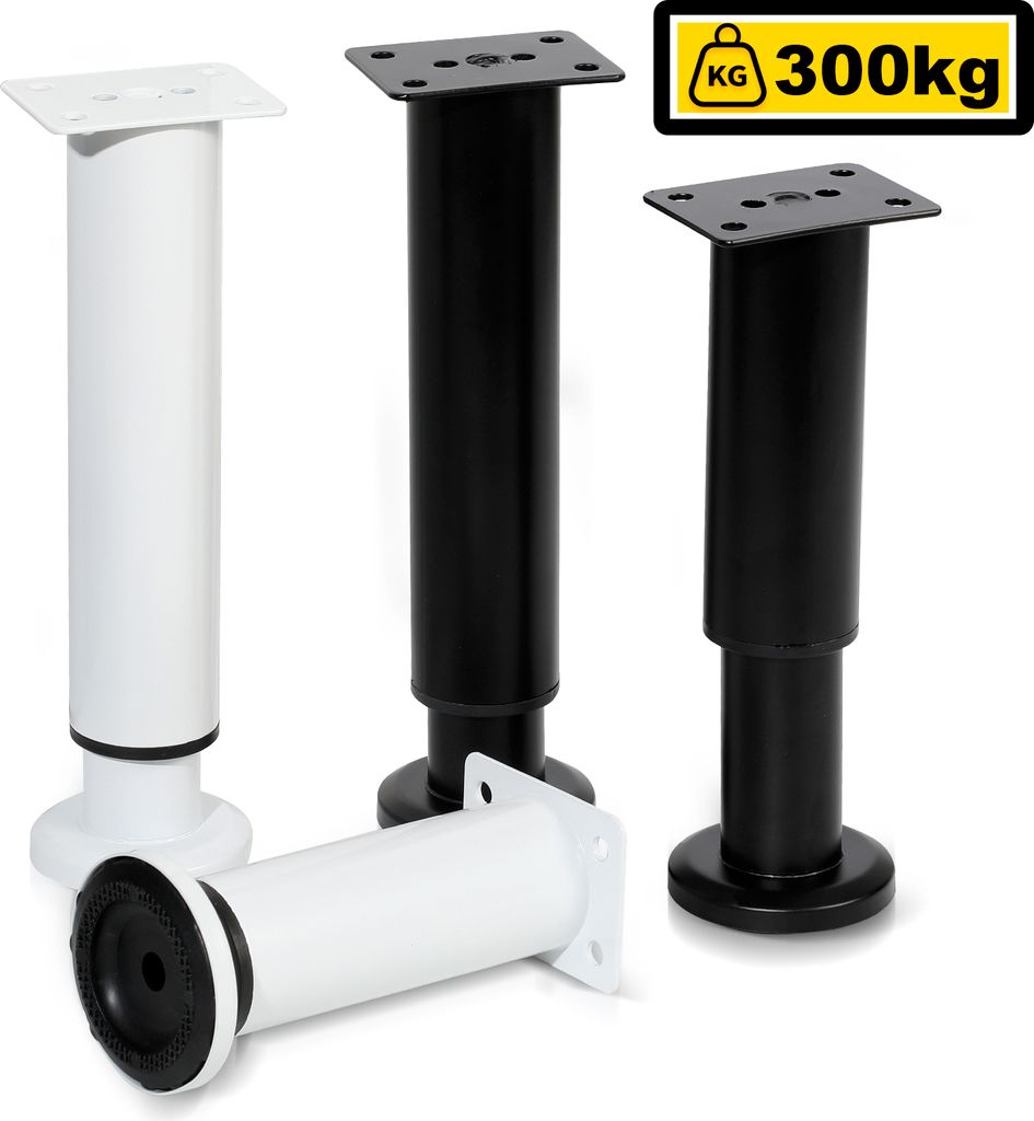 Hengda 8er Set Möbelfüße Teleskopfuß Set Tischfuß Stützfuß Möbelbeine Möbelbeine Metall Füße Schwarz 12-18cm