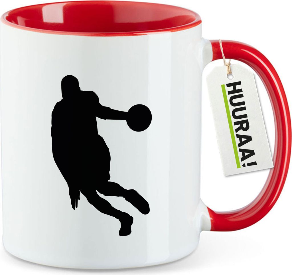 Huuraa Kaffeetasse Basketball Silhouette 330ml Rot Keramik Kaffeebecher Geschenkidee