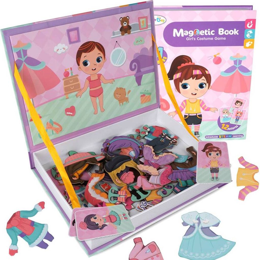 Malplay Magnetische Verkleidungsspiel Puzzel-Ratsel Lernspielzeug "Mädchen Ankleiden" Montesorri Anziehbuch Für Kinder Ab 3 Jahren