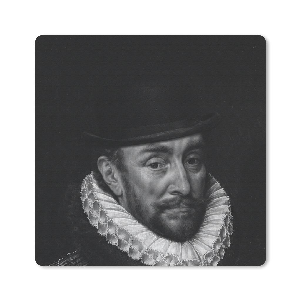 MuchoWow Mauspad Mousepad Porträt von Wilhelm I. - Adriaen Thomasz - Schwarz und Weiß 20x20 cm - Mousepads - Maus Mat - Pad - Mausunterlage - D...