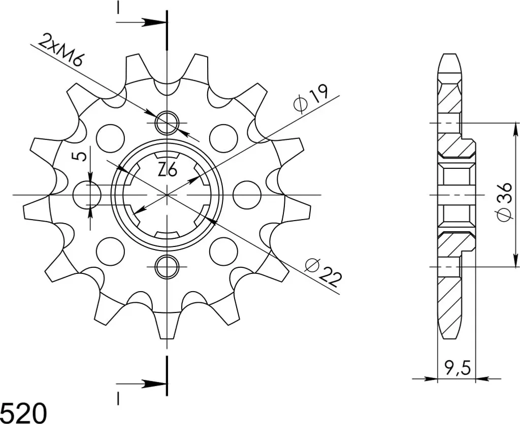 Pignon de sortie de boîte 520 Supersprox 13 dents type CST-337:13 moto