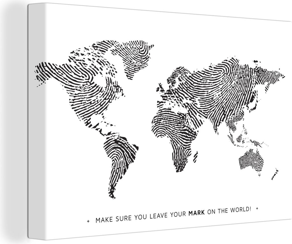 OneMillionCanvasses - Leinwandbilder - 150x100 cm, Weltkarte - Zitat - Fingerabdruck - Kind - Jungen - Mädchen, Wandbilder Kunstdruck Wanddekora...