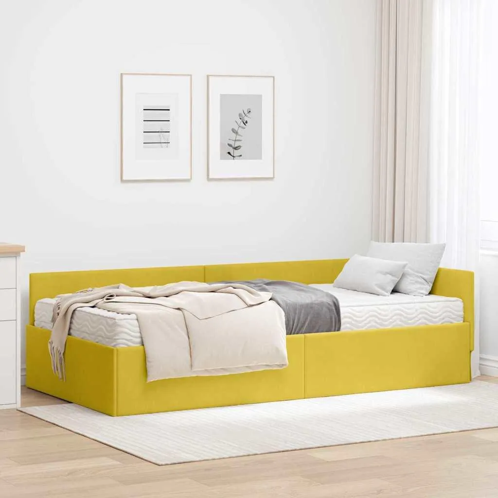 Lit d'angle gain de place en velours vert avec matelas inclus, ensemble - 2
