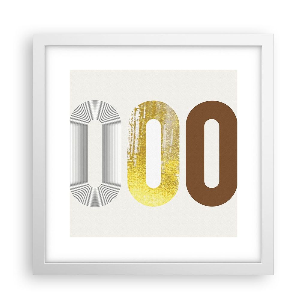 Gerahmtes Poster - Weißer Rahmen - Oval Laufband Abstraktion - 30x30 cm - Wand Bild - Wanddeko - Wandbilder - Kunstposter - Wandposter - Bilderrah...