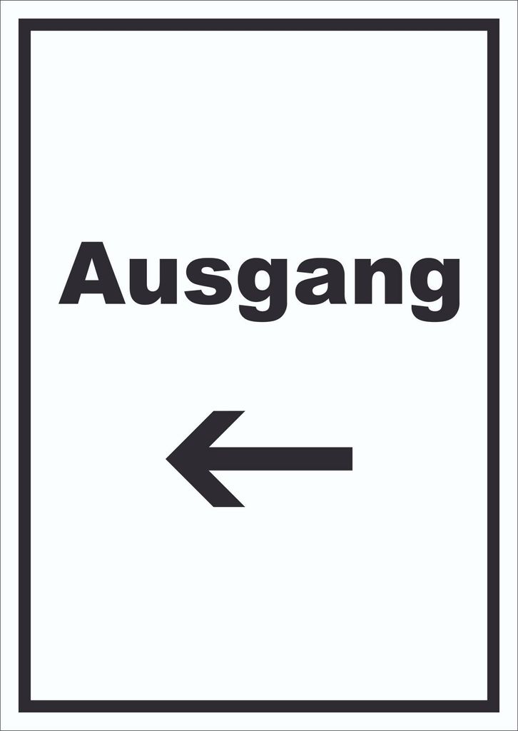 Ausgang Schild mit Text und Richtungspfeil links Exit Schluss hochkant A5 (148x210mm)