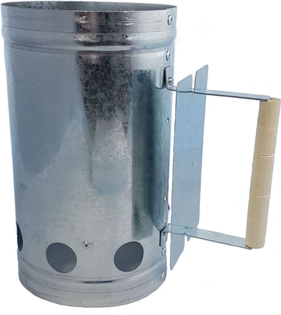 Kovový zapalovač na dřevěné uhlí s dřevěnou rukojetí Obrázek produktu 