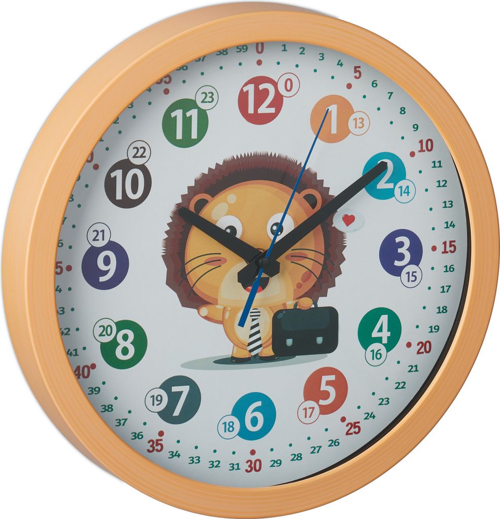Orologio da parete Relaxdays per bambini, Ø 30 cm, orologio Immagine del prodotto 