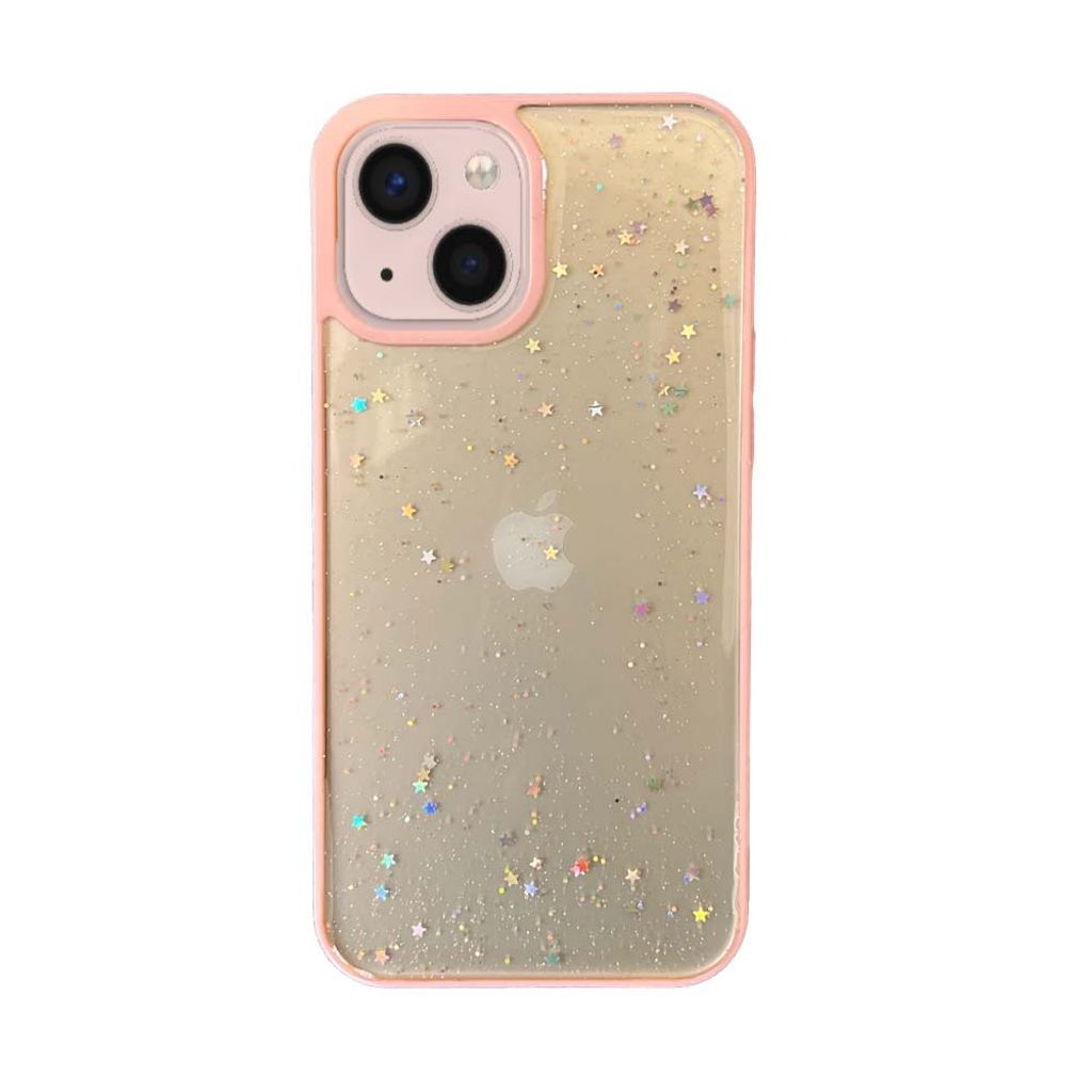 Smartphonica iPhone 13 Mini TPU-Hülle transparent mit Glitter - Pink