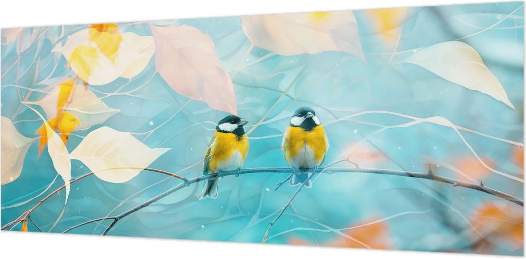 Wandtapete - Dekorative Tapete für Wohnzimmer- Tapetenfolie für Wanddekoration - 208x146 cm - Frühlingsvögel