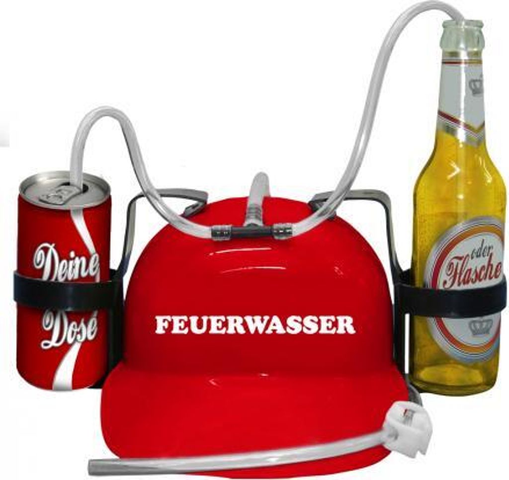 Trinkhelm Spaßhelm mit Printmotiv - Feuerwasser - 51604 Color - rot