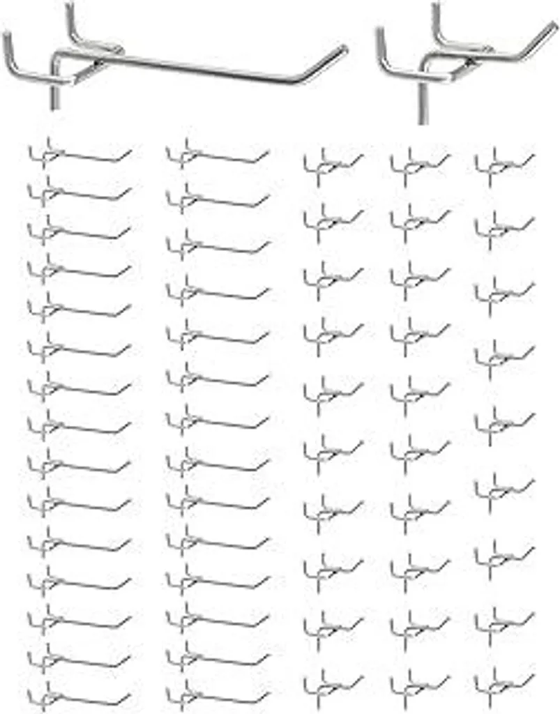 Ganci per Espositori Pannelli Forati 60pz - Lunghezza 5/10 cm Metallo
