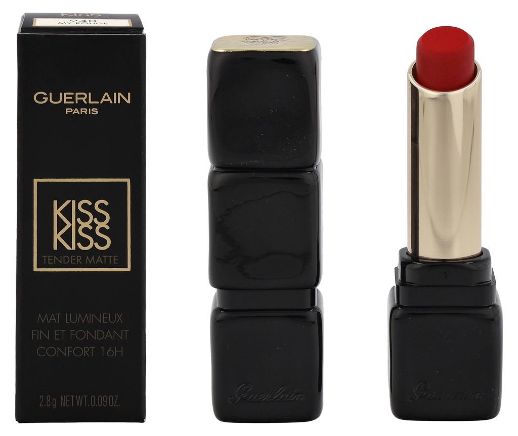Guerlain KissKiss Tender Matte, Rood, My Rouge, 1 kleur, Productafbeelding 