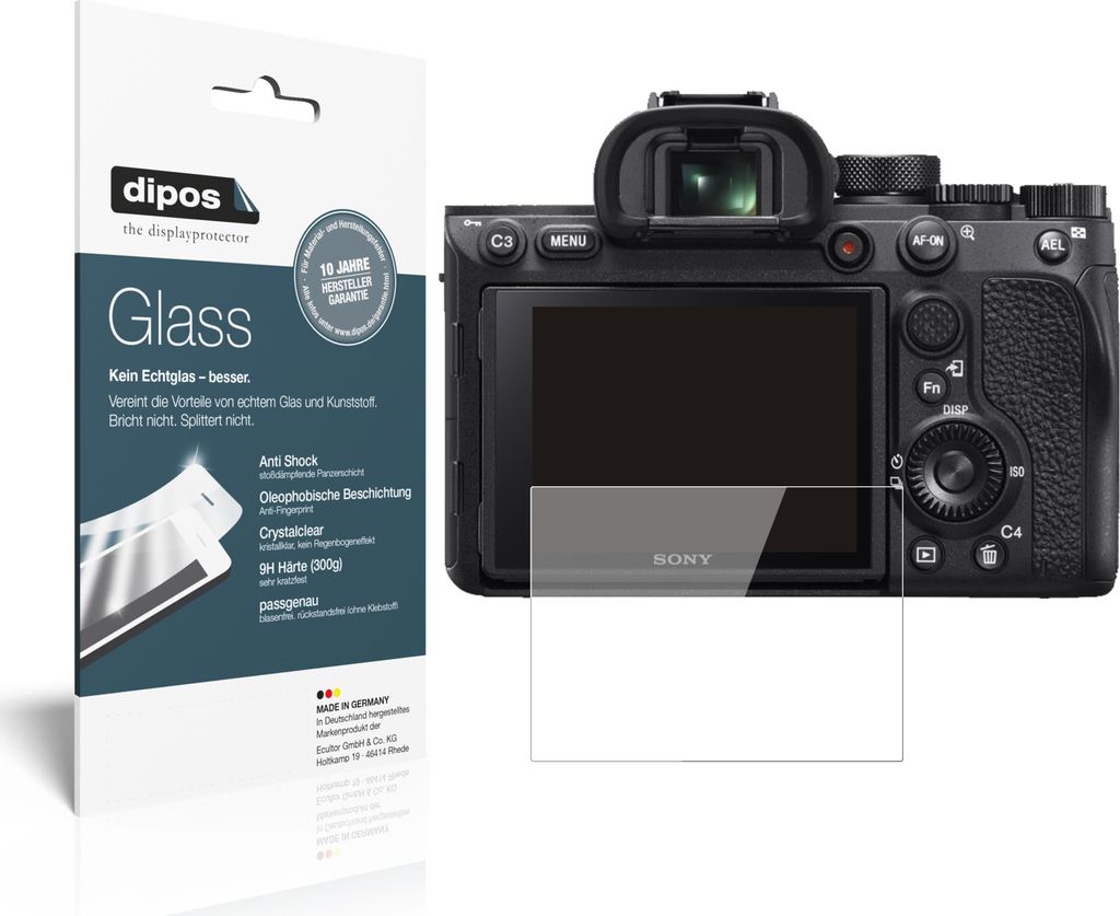 2x Schutzfolie für Sony Alpha 7 IV - Anti-Shock 9H Folie dipos Glass Kunststoffglas