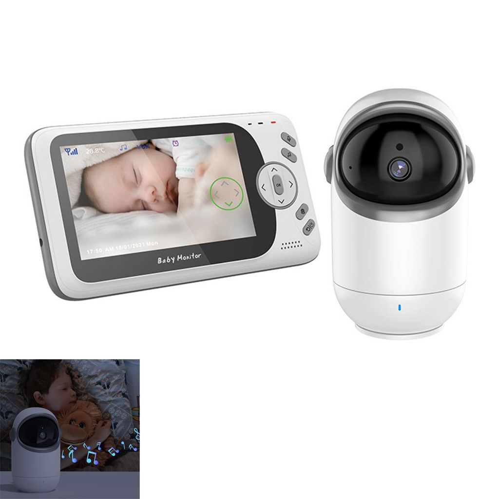 Babyphone, WLAN-Kamera mit Nachtsicht, App, Zwei-Wege-Sprache, 300°-Drehung und 24-Stunden-Betreuung