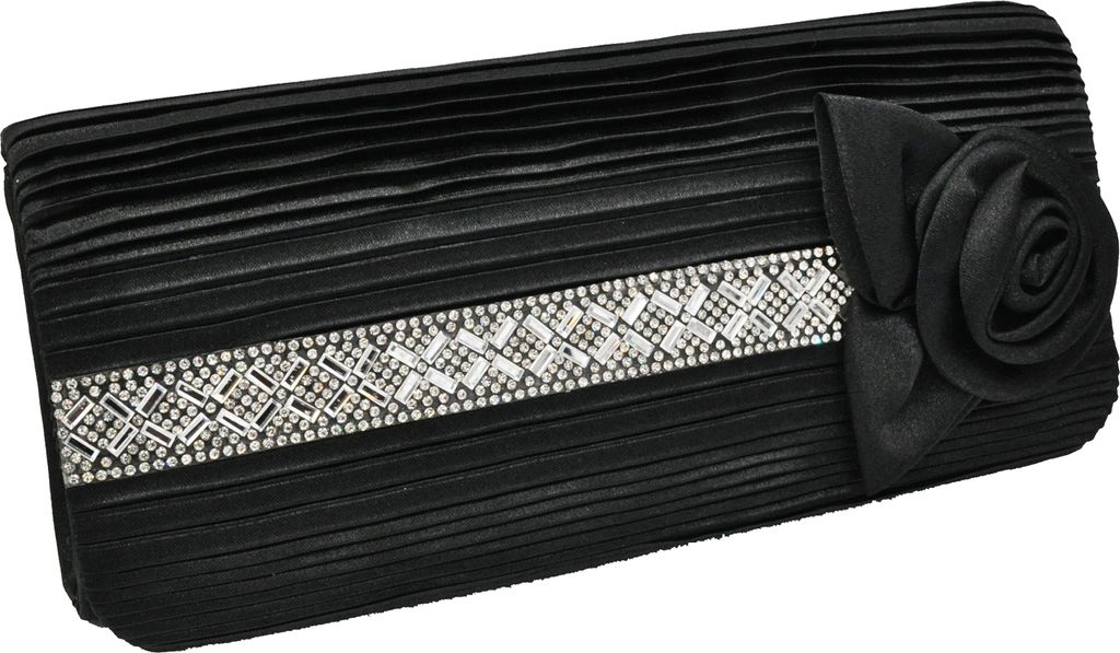 Steuer Modeschmuck Abendtasche Metall 25,0cm schwarz Glasstein weiß 445000019