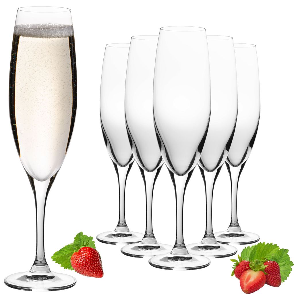 PLATINUX Champagnergläser 180ml (max. 215ml) Sektgläser aus Crystalline Glas Sektkelche Set 6-Teilig Spülmaschinenfest