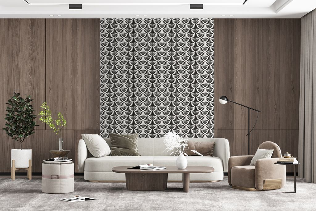 MuchoWow Fototapete für Wohnzimmer oder Schlafzimmer Wandtapete Vinyl Motivtapete Muster - Abstrakt - Schwarz - Jugendstil - 175x240 cm - Schlaf...