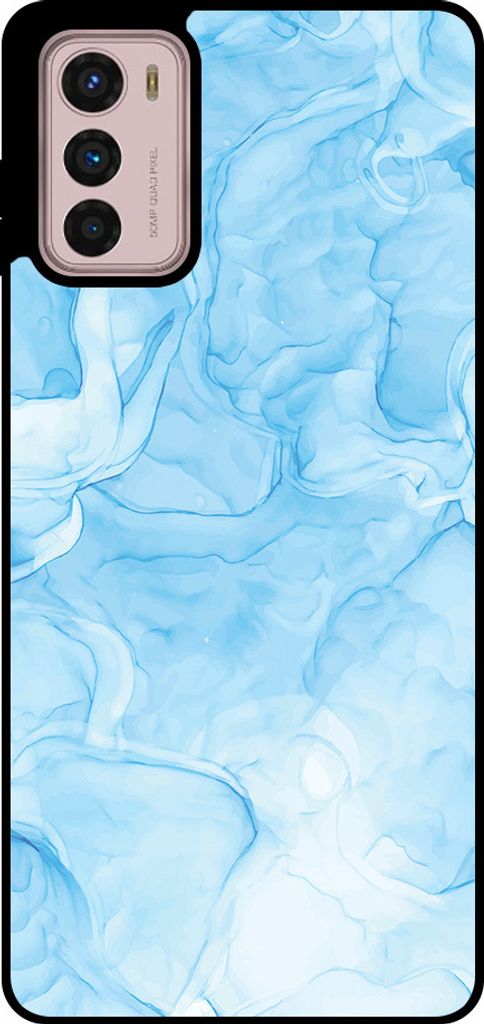 Smartphonica Handytasche passend für Motorola Moto G42 mit Marmordruck - TPU Rückseitenschutzhülle Marmordesign - Hellblau