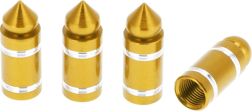 Reifenventilkappen Dekorative Goldfarbene Spitze Reifenventil-Staubschutzabdeckungen 7x27mm Aluminiumlegierung 4 Stück