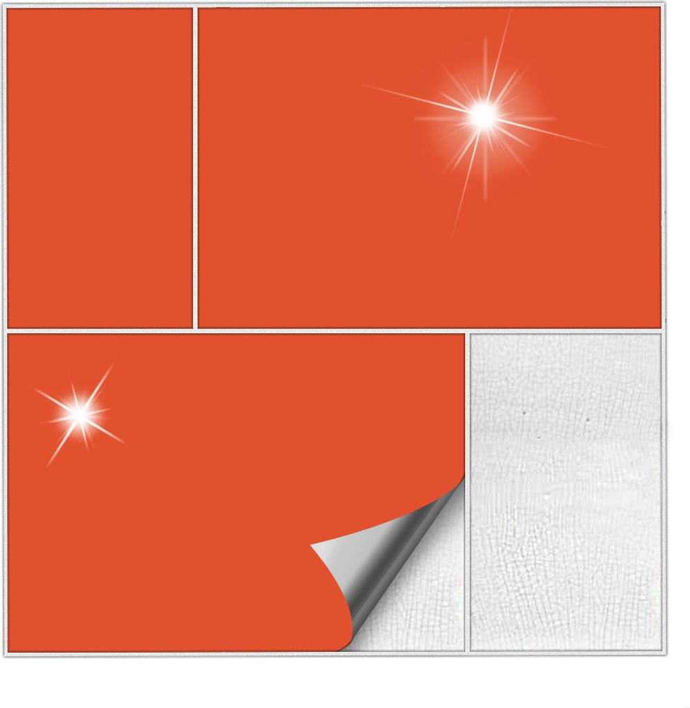 Kiwistar Fliesenaufkleber Orange Glänzend - 18 x 26 cm - 1 Stück - Klebefliesen Fliesenmuster Stickerfliesen Wandfliesen überkleben