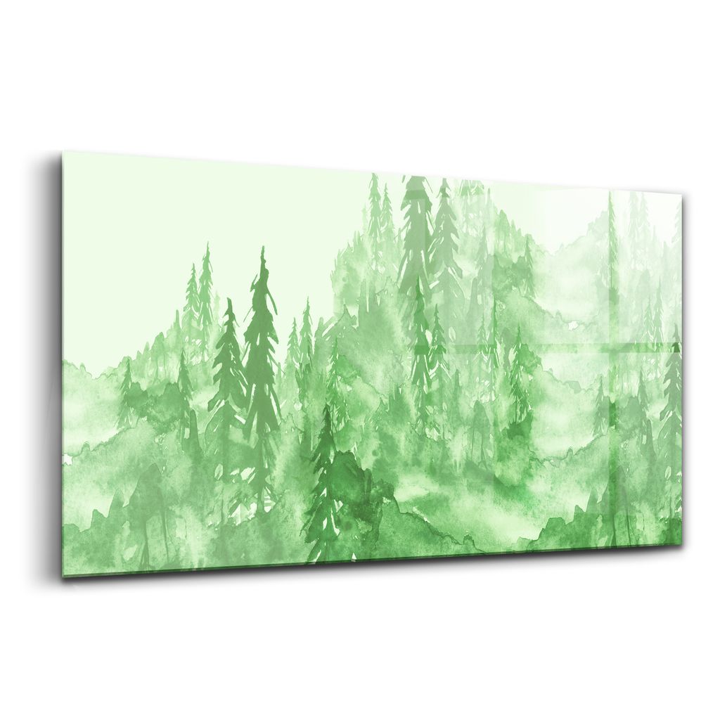 Glasmalerei - Dekorative Malerei - Moderne Malerei - 100x50 - Malerei ein Baum der Natur grüner Wald