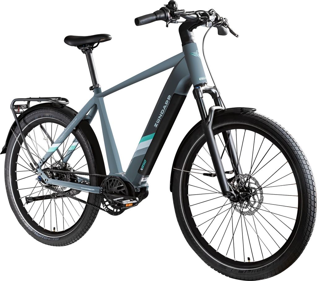 Zündapp X850 Trekking E Bike 28 Zoll Pedelec 165-185 cm Trekking Fahrrad Riemenantrieb Elektrofahrrad 550Wh 7 Gang basaltgrau