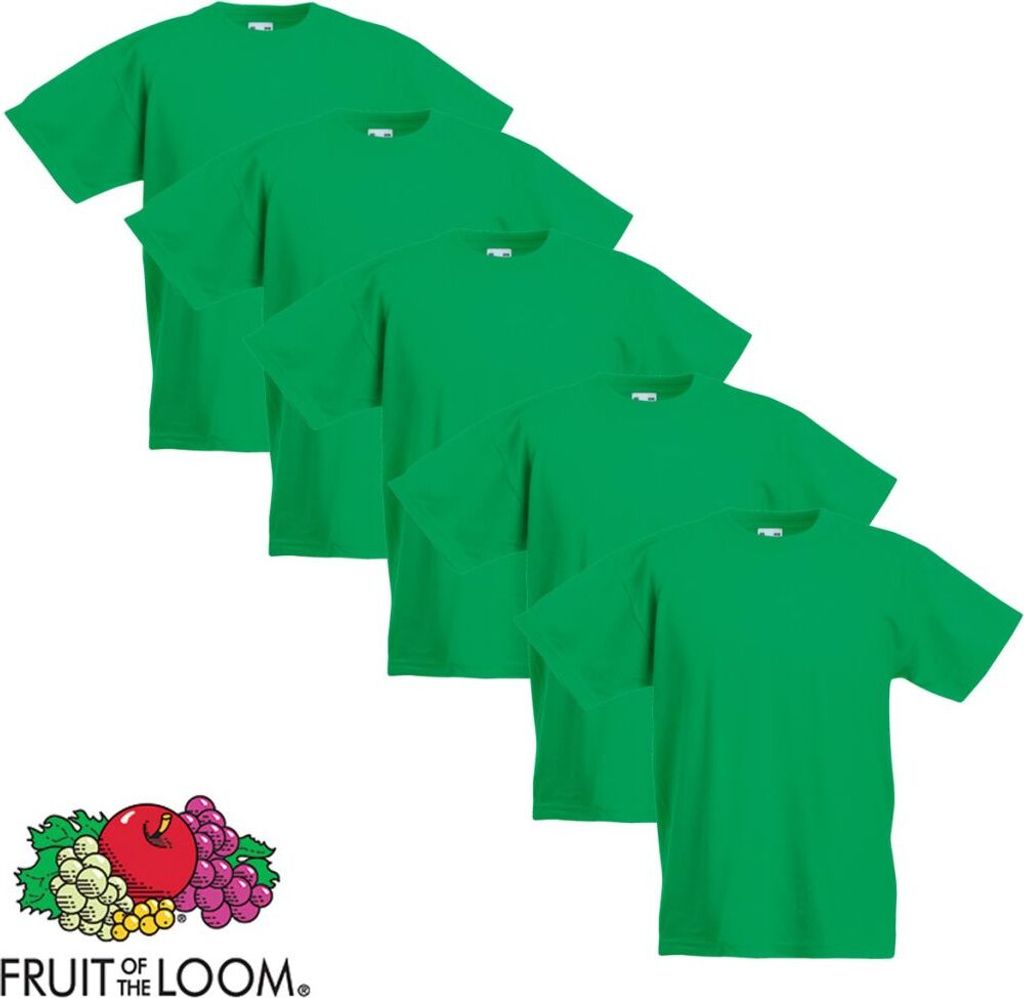 Fruit of the Loom Kinder-T-Shirt Original 5 Stk. Grün Größe 164