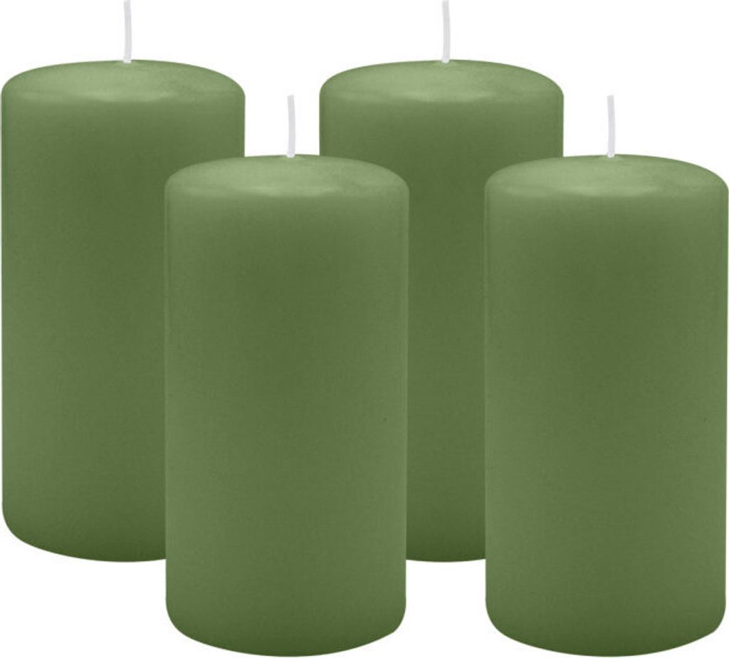 4er Set Adventskranzkerzen Grün Ø 60 x 100 mm