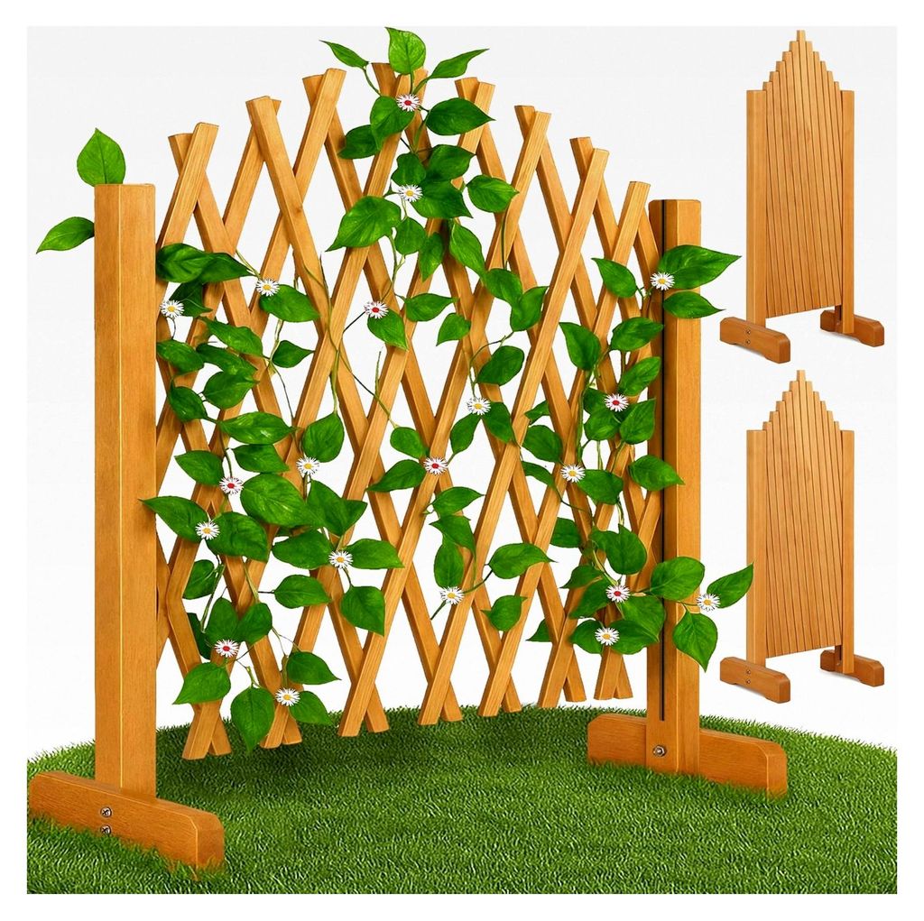 2er Set Rankgitter Gartenzaun bis 200 cm ausziehbar und faltbar für Garten und Balkon