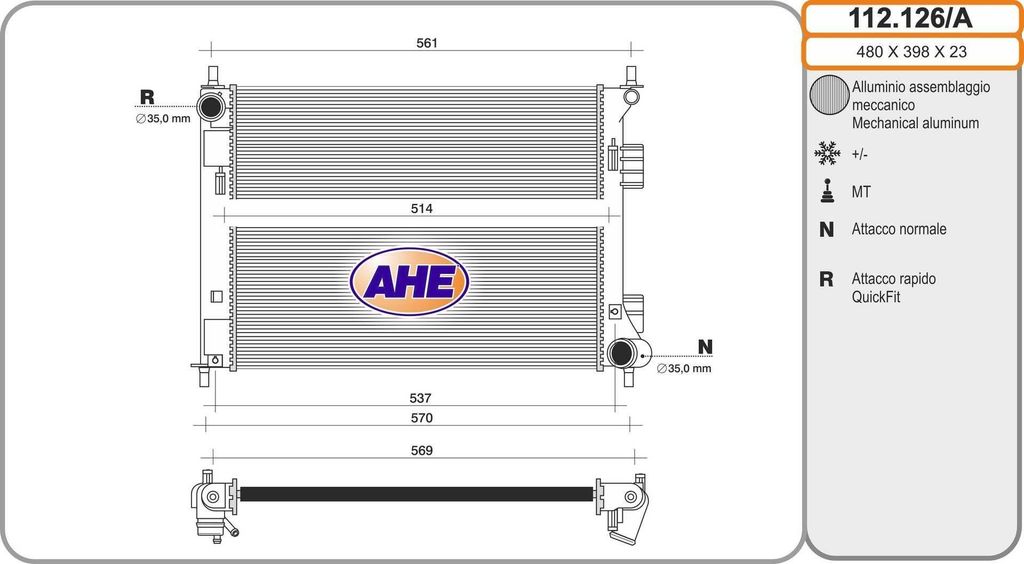 AHE 112.126/A Kühler Wasserkühler Motorkühler für HYUNDAI ix20 (JC) für KIA VENGA (YN)
