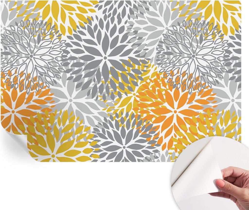 Selbstklebende Wandtapete - Dekorative Tapete für Wohnzimmer - Klebefolie für Wandbilder - Tapetenfolie für Wanddekoration - 104x70 cm - Blumene...