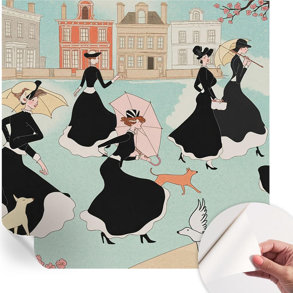 Selbstklebende Wandtapete - Dekorative Tapete für Wohnzimmer - Klebefolie für Wandbilder - Tapetenfolie für Wanddekoration - 250x250 cm - Frauen...