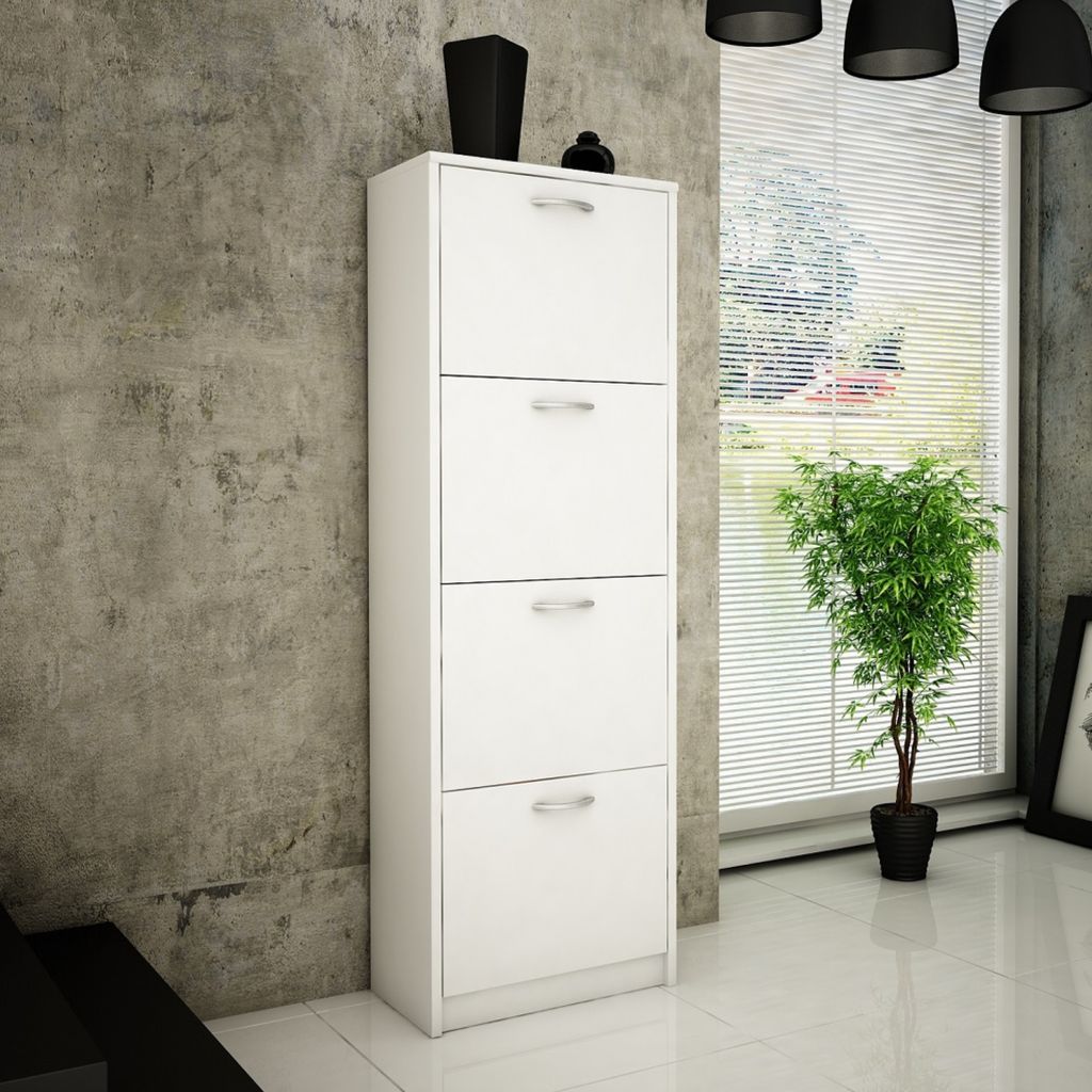 Schuhschrank mit 4 aufklappbaren Schubladen, Schuhregal mit Produktbild 