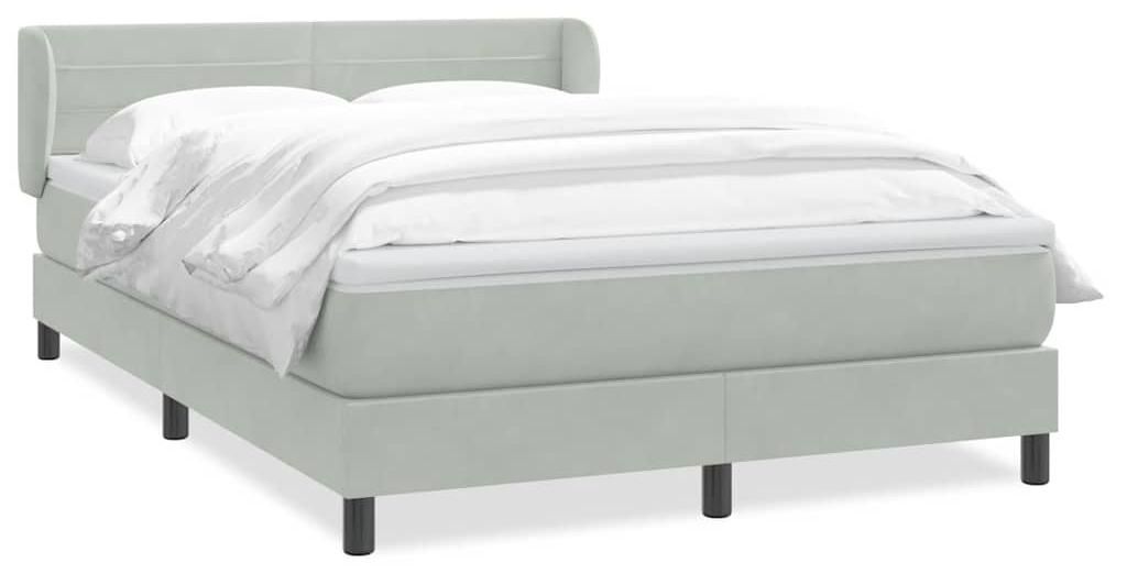 vidaXL Boxspringbett mit Matratze Hellgrau 160x210 cm Samt