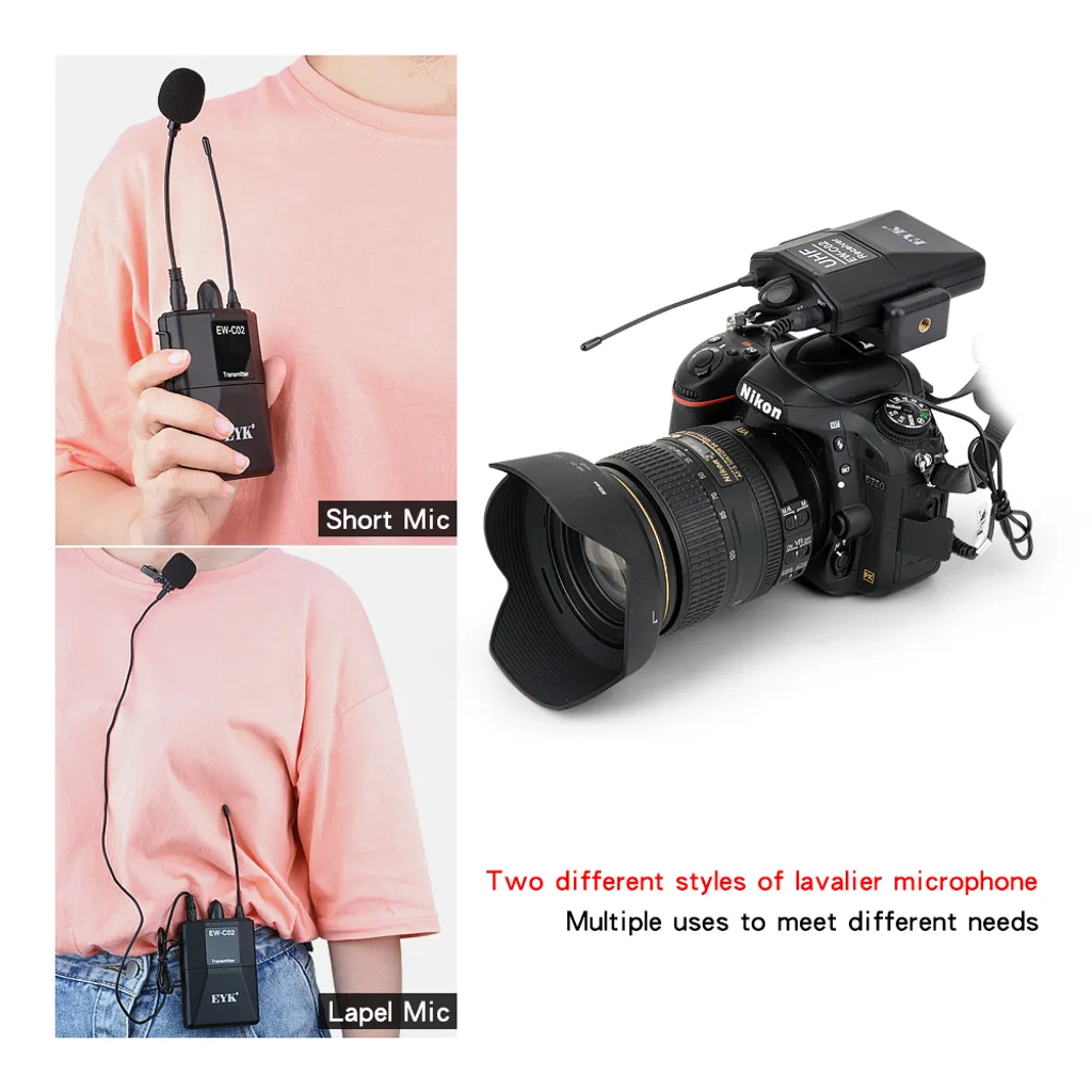 Micro sans fil double UHF anti-interférence pour prise de son