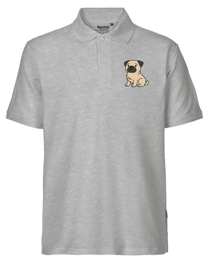 Huuraa Herren Polo Shirt Mops Pug Comic S Sport Grey Bio Baumwolle Fairtrade Poloshirt Geschenkidee