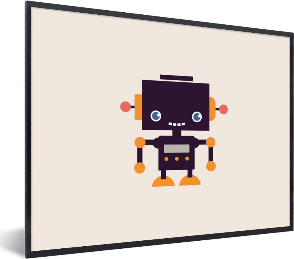 MuchoWow Gerahmtes Poster Roboter - Antenne - Orange - Beige - Kind - Kinder 80x60 cm - Poster mit Schwarzem Bilderrahmen Wandposter Rahmen Foto ...