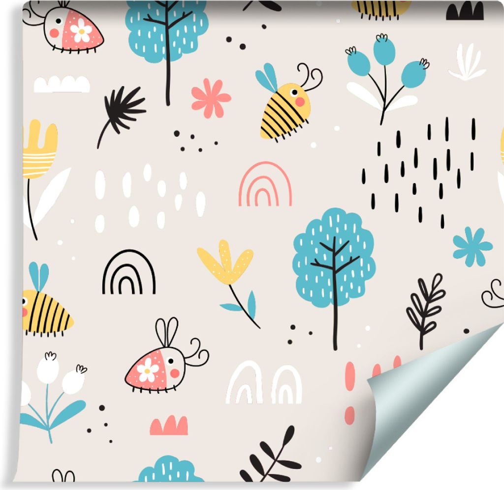 10m VLIES TAPETE Rolle Kinderzimmer Kleine Bienen Pflanzen XXL