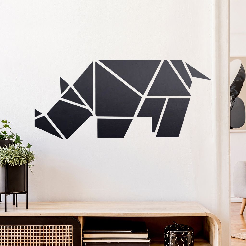 Papierfalten Nashorn Wandtattoo Wandaufkleber Wall Sticker - Dekoration, Küche, Wohnzimmer, Schlafzimmer, Badezimmer