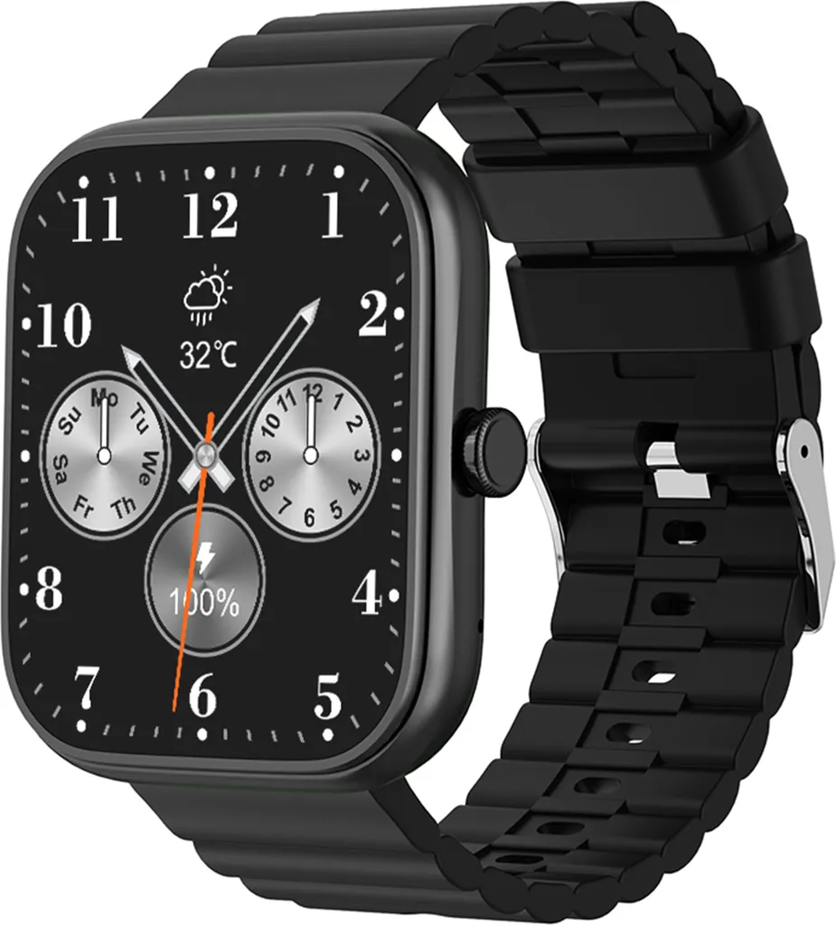 T34-F Sport Smartwatch IP68: Tracker Salute e Sport 1.83" HD Nero
