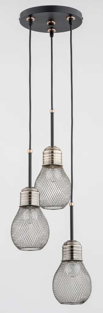 Lustre suspension barre noire TRIO en métal grillagé 3 lumières Alfa