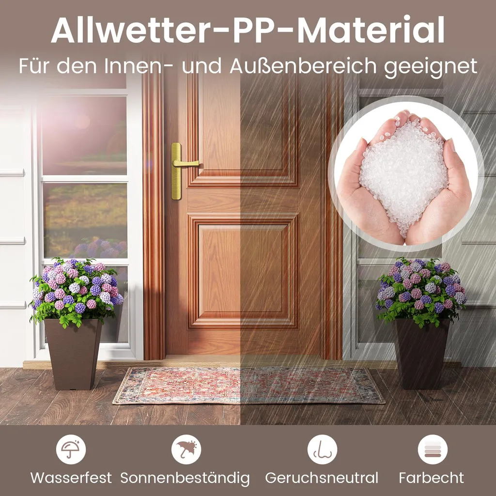Pot de Fleurs Résistant aux Intempéries avec Trous de Drainage 2pcs - 6