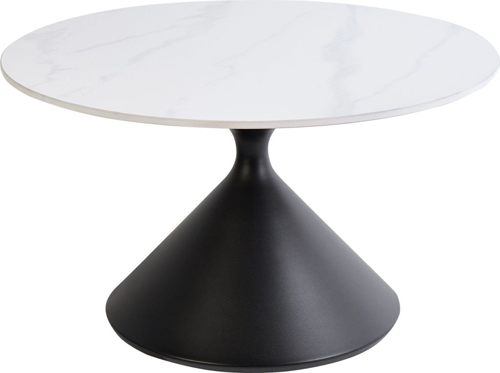 BELIANI Couchtisch Weiß / Schwarz Sinterstein ø 72 cm Rund Modernes Design Metallgestell Wohnzimmer Kaffeetisch