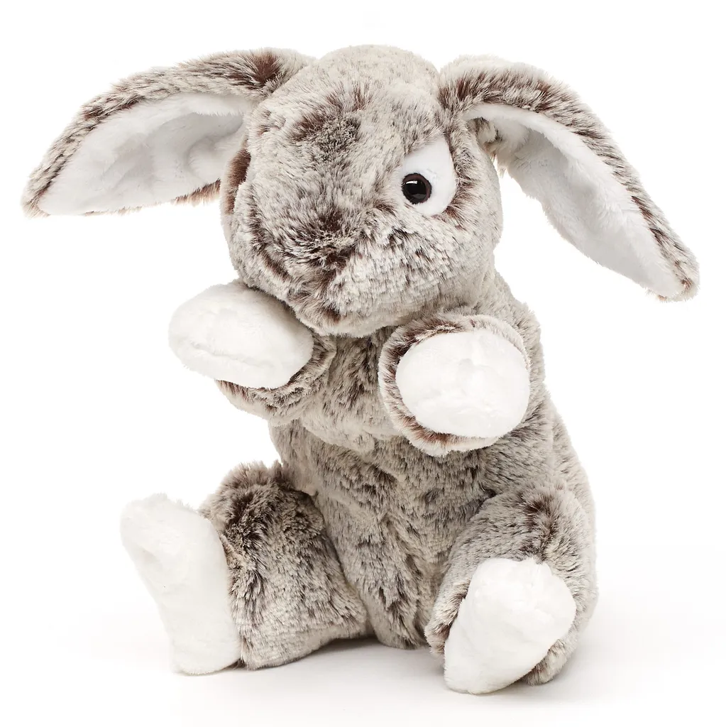 Lapin en Peluche Doudou Marron Foncé Chiné 22 cm Oreilles Tombantes