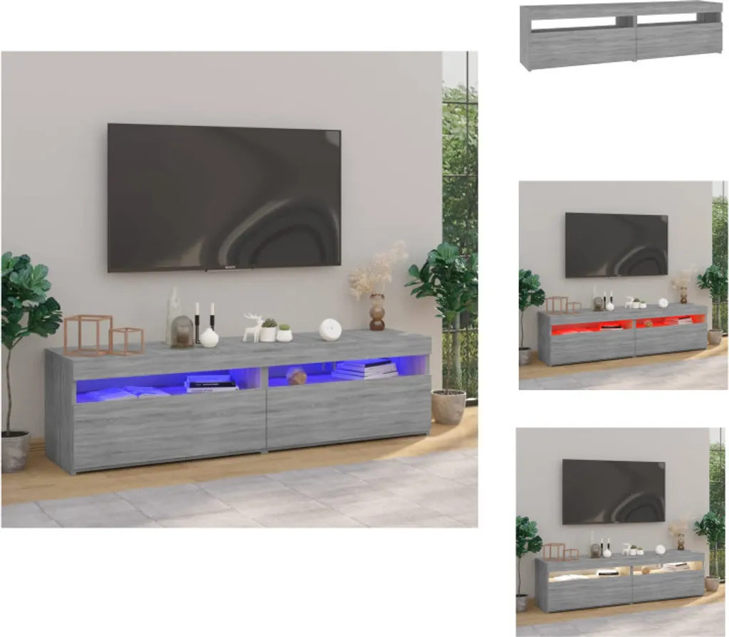 Mobile Porta TV vidaXL LED Grigio Sonoma 150cm: Design Minimalista 2 Pezzi