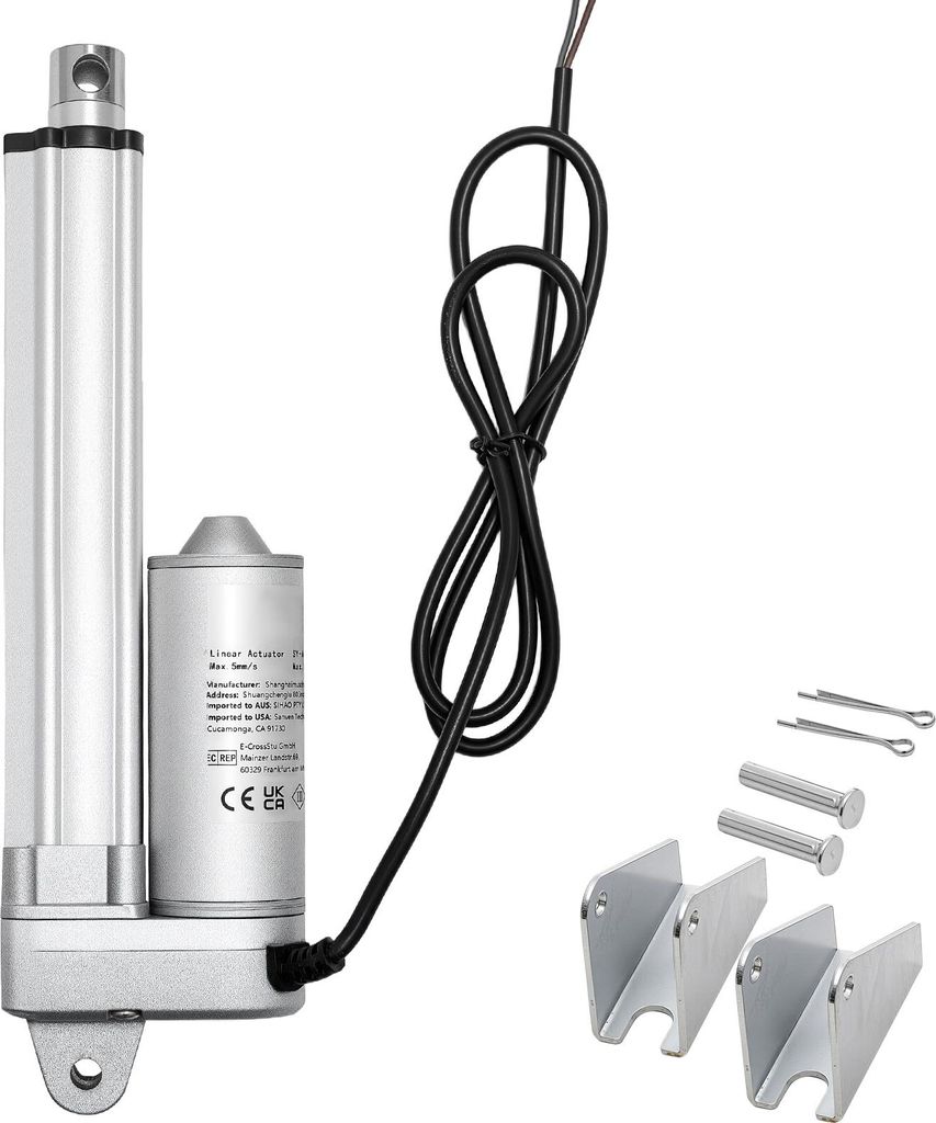 SucceBuy 12-V-Linearantrieb, 101,6 mm IP65 wasserdichter Motor, 3000 N Linear-Aktuator, 5 mm/s Lineartechnik mit Halterungen für Solartracker, Mas...