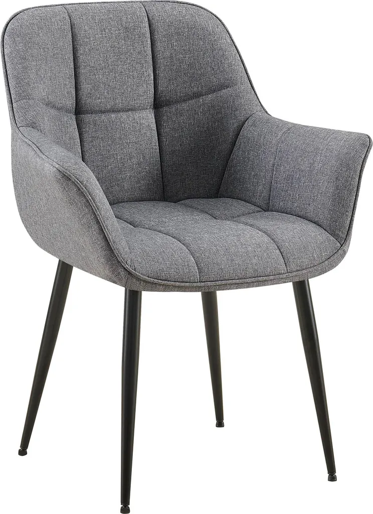 Sedia Roseville CLP Grigio Scuro: Comfort Trapuntato per Sala da Pranzo