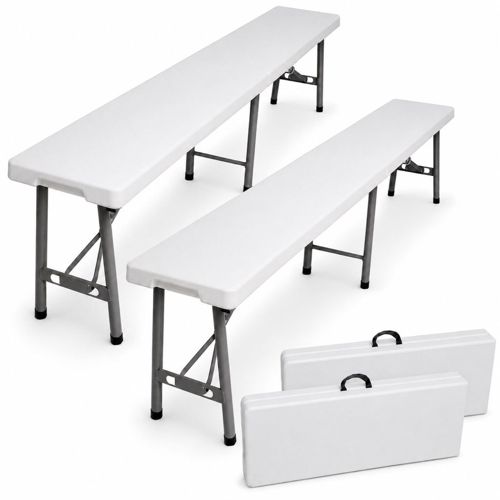 2x Bierzeltbank für 4 Personen Kunststoff weiß 180 cm Produktbild 